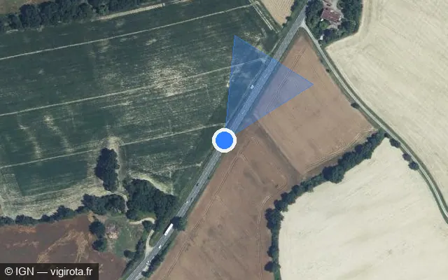 Vue satellite de l'emplacement du radar tourelle à Lempaut sur D 622