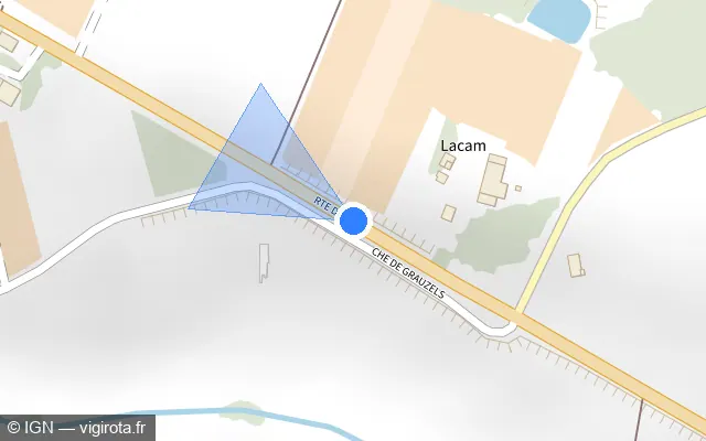 Vue plan de l'emplacement du radar tourelle à Montalzat sur Route de Paris / D 820