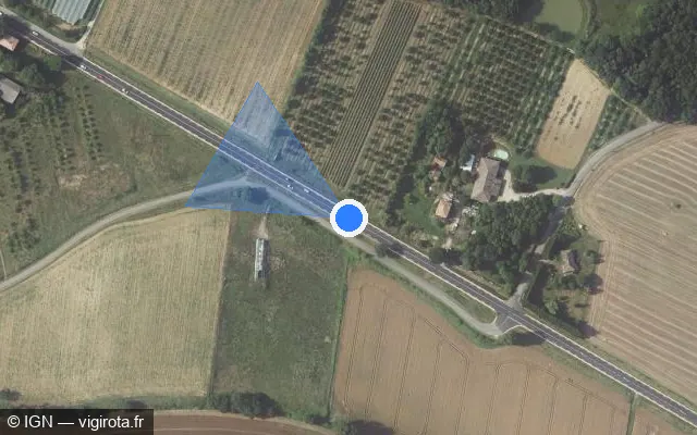 Vue satellite de l'emplacement du radar tourelle à Montalzat sur Route de Paris / D 820