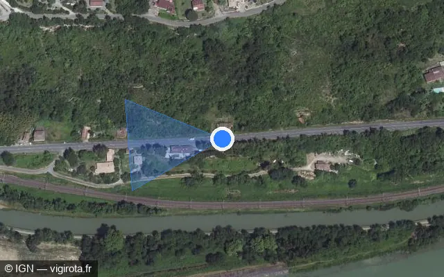 Vue satellite de l'emplacement du radar tourelle à Boudou sur Route des Deux Mers / D 813