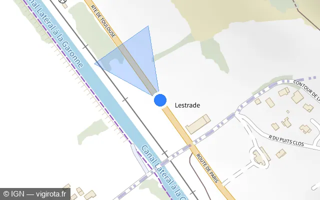 Vue plan de l'emplacement du radar tourelle à Saint-Rustice sur Route de Toulouse / D 820