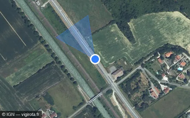 Vue satellite de l'emplacement du radar tourelle à Saint-Rustice sur Route de Toulouse / D 820