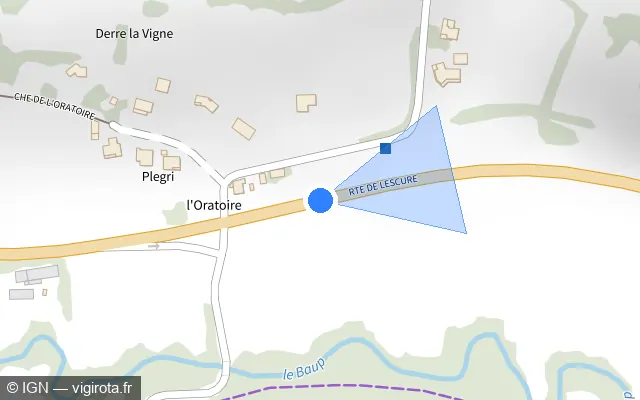 Vue plan de l'emplacement du radar tourelle à Montjoie-en-Couserans sur Route de Lescure / D 117