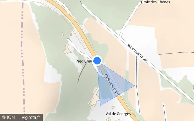 Vue plan de l'emplacement du radar tourelle à Saze sur N 100
