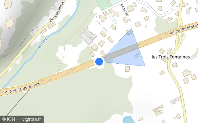 Vue plan de l'emplacement du radar tourelle à Charnècles sur D 1085