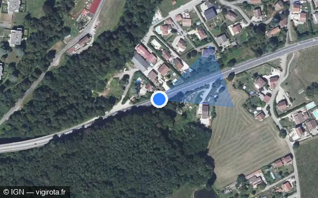 Vue satellite de l'emplacement du radar tourelle à Charnècles sur D 1085