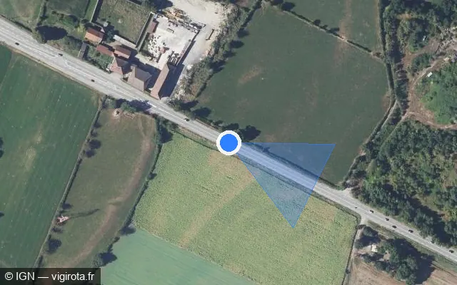 Vue satellite de l'emplacement du radar tourelle à Izeaux sur Route Départementale 1085 / D 1085