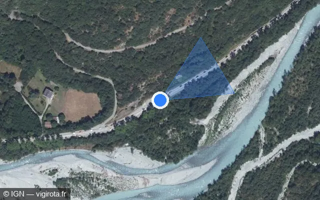 Vue satellite de l'emplacement du radar tourelle à Saint-Pierre-de-Mésage sur D 1091