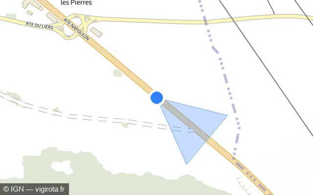 Vue plan de l'emplacement du radar tourelle à Mottier sur Route Napoléon / D 1085