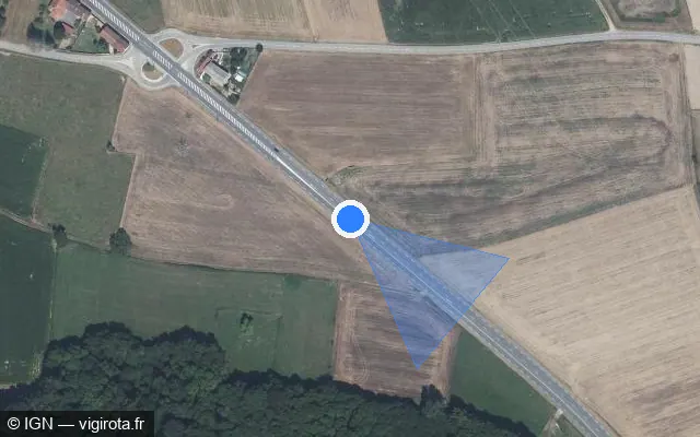 Vue satellite de l'emplacement du radar tourelle à Mottier sur Route Napoléon / D 1085
