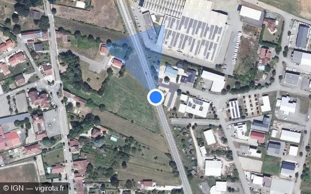 Vue satellite de l'emplacement du radar tourelle à Porte-de-Savoie sur Route du Grésivaudan / D 1090