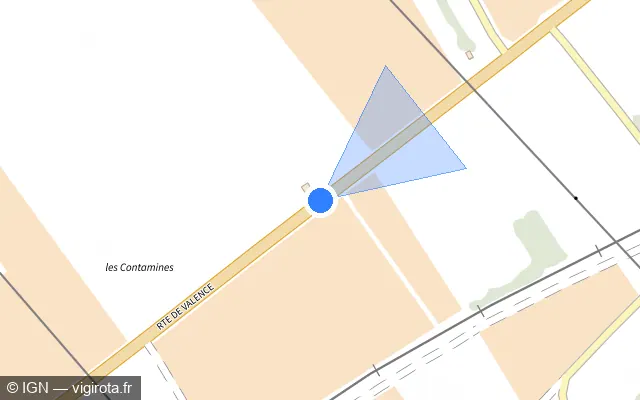 Vue plan de l'emplacement du radar tourelle à Vourey sur Route de Valence / D 1092