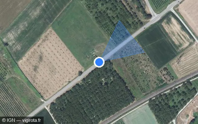 Vue satellite de l'emplacement du radar tourelle à Vourey sur Route de Valence / D 1092