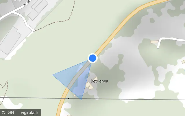 Vue plan de l'emplacement du radar tourelle à Hendaye sur Route de Béhobie / D 810