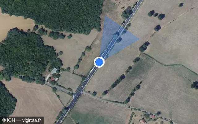 Vue satellite de l'emplacement du radar tourelle à Puylagarde sur Route de l'Ancienne Nationale / D 926