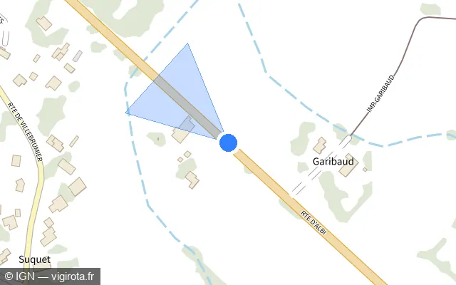 Vue plan de l'emplacement du radar tourelle à Saint-Nauphary sur Route d'Albi / D 999