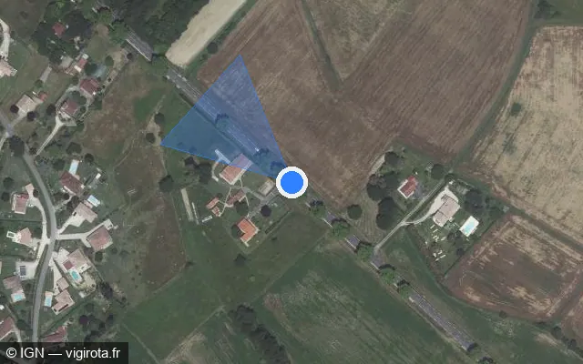 Vue satellite de l'emplacement du radar tourelle à Saint-Nauphary sur Route d'Albi / D 999