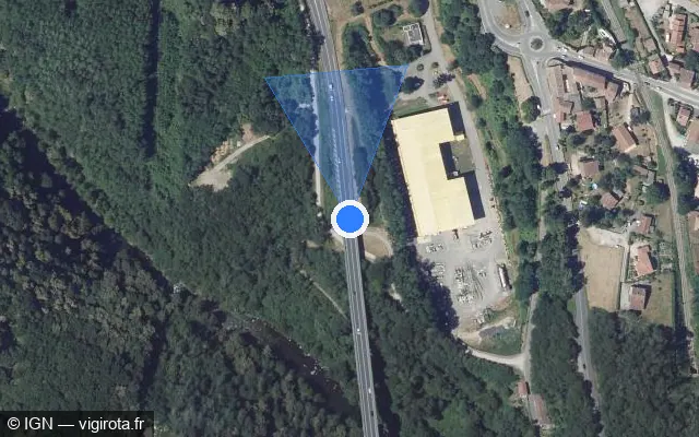 Vue satellite de l'emplacement du radar tourelle à Montgailhard sur N 20 / E 09