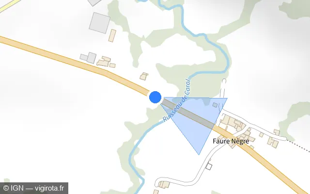 Vue plan de l'emplacement du radar tourelle à Crampagna sur D 919