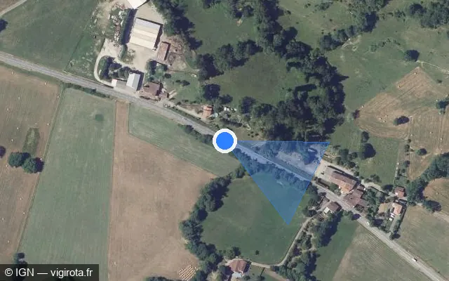 Vue satellite de l'emplacement du radar tourelle à Crampagna sur D 919