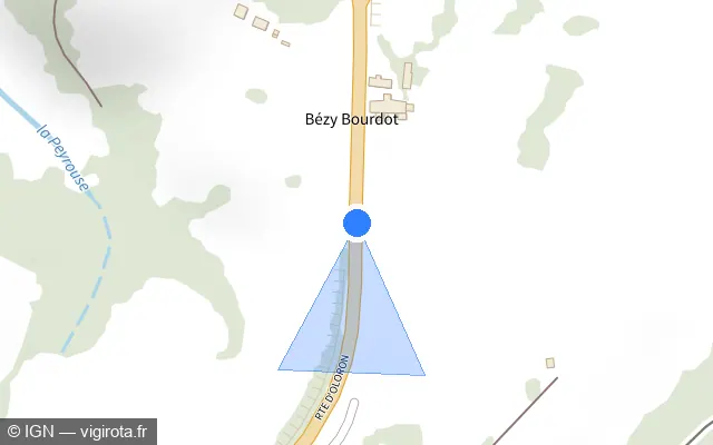 Vue plan de l'emplacement du radar tourelle à Lasseubetat sur N 134 / E 07