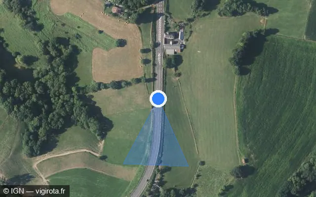 Vue satellite de l'emplacement du radar tourelle à Lasseubetat sur N 134 / E 07