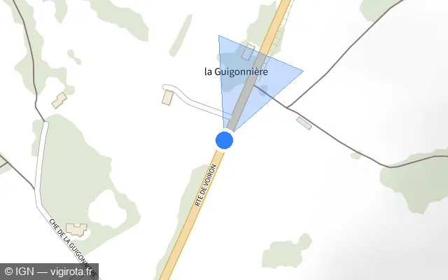 Vue plan de l'emplacement du radar tourelle à Montferrat sur Route de Voiron / D 1075