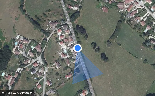 Vue satellite de l'emplacement du radar tourelle à Brié-et-Angonnes sur Route Napoléon / D 5