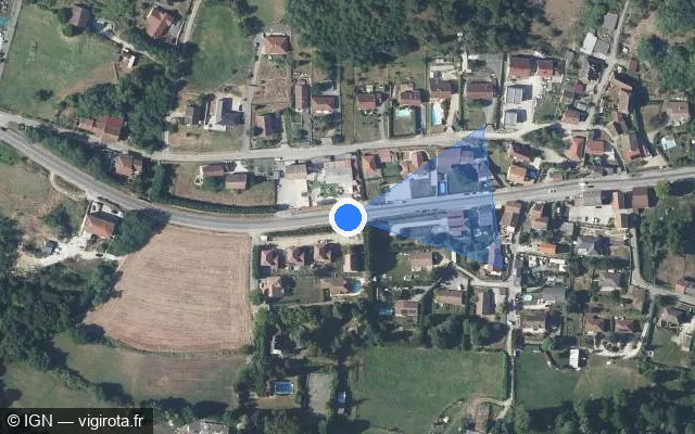 Vue satellite de l'emplacement du radar tourelle à Cessieu sur Route de Lyon / D 1006