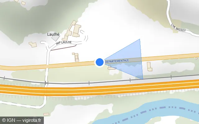 Vue plan de l'emplacement du radar tourelle à Bérenx sur Route Départementale / D 817