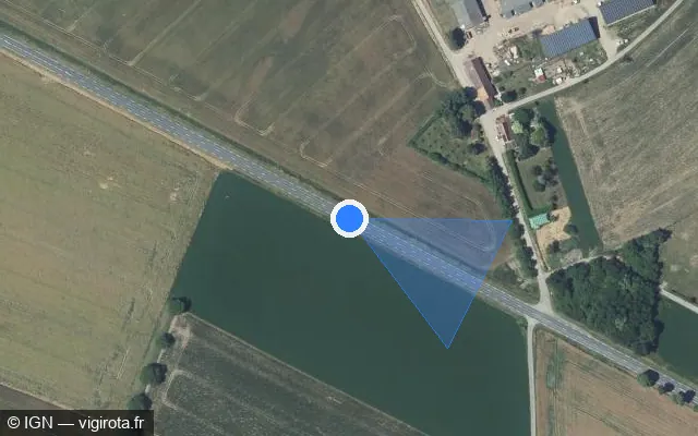 Vue satellite de l'emplacement du radar tourelle à Saint-Gérand-le-Puy sur Route de Bellevue / N 7