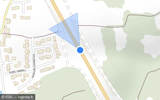Vue plan de l'emplacement du radar tourelle à Soyaux sur Rocade Est / D 1000