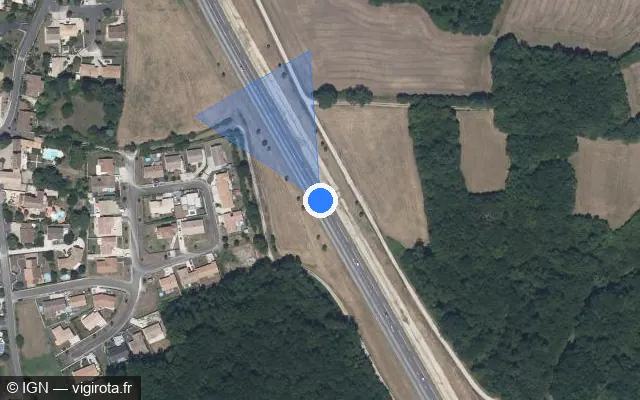 Vue satellite de l'emplacement du radar tourelle à Soyaux sur Rocade Est / D 1000