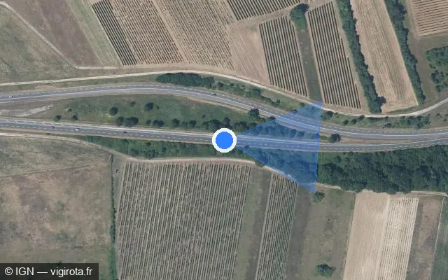 Vue satellite de l'emplacement du radar tourelle à Saint-Saturnin sur N 141 / E 603