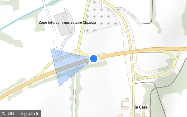 Vue plan de l'emplacement du radar tourelle à Lessac sur D 951