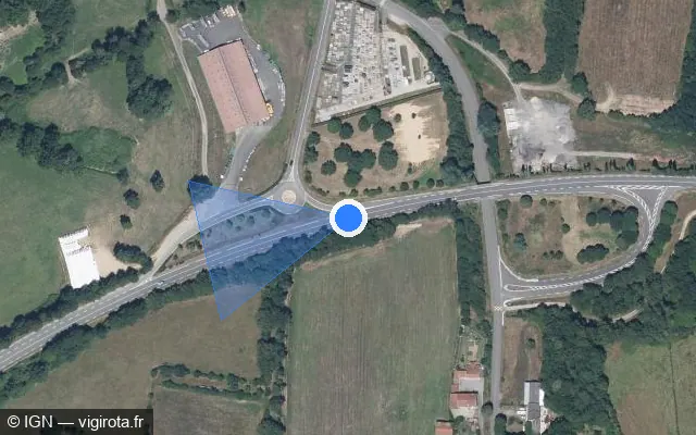 Vue satellite de l'emplacement du radar tourelle à Lessac sur D 951