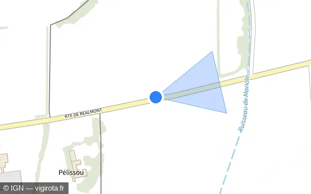 Vue plan de l'emplacement du radar tourelle à Graulhet sur D 631