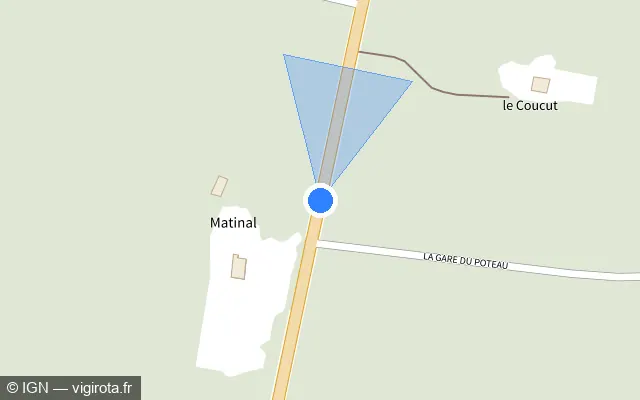 Vue plan de l'emplacement du radar tourelle à Captieux sur D 932