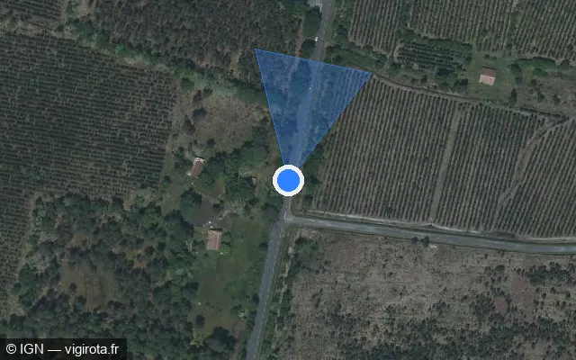 Vue satellite de l'emplacement du radar tourelle à Captieux sur D 932