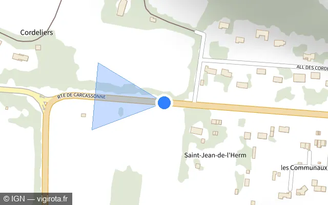 Vue plan de l'emplacement du radar tourelle à Mirepoix sur Route de Carcassonne / D 119