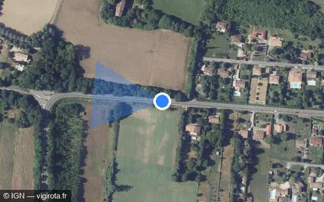 Vue satellite de l'emplacement du radar tourelle à Mirepoix sur Route de Carcassonne / D 119