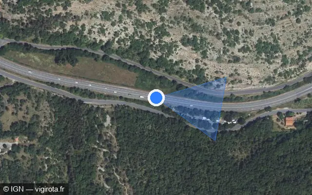 Vue satellite de l'emplacement du radar tourelle à Cahors sur D 820