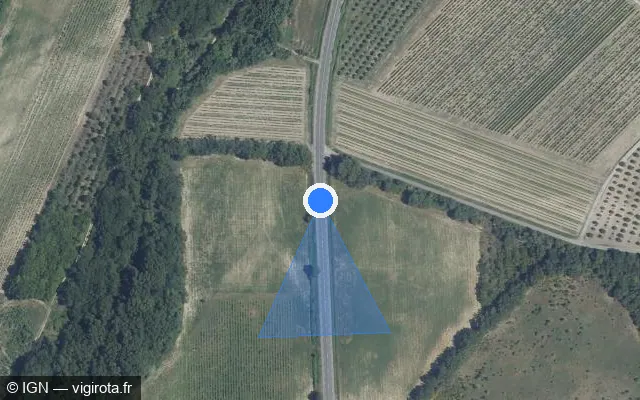 Vue satellite de l'emplacement du radar tourelle à Visan sur Route de Valréas / D 976