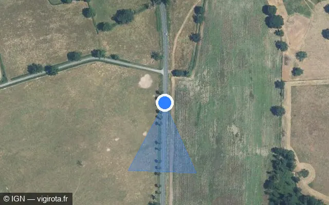 Vue satellite de l'emplacement du radar tourelle à Meaulne-Vitray sur D 2144