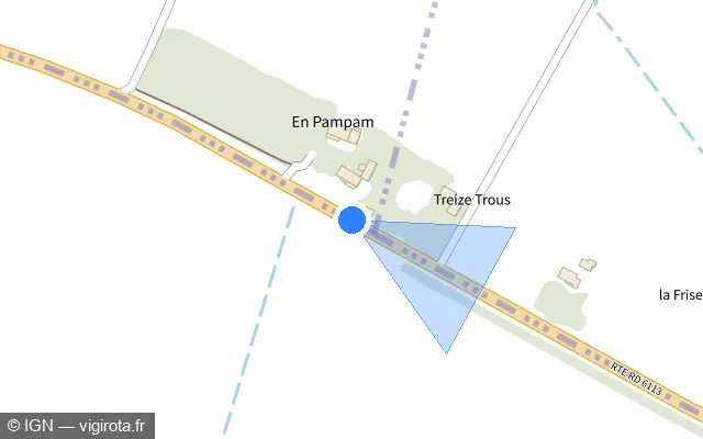 Vue plan de l'emplacement du radar tourelle à Labastide-d'Anjou sur Route de Toulouse / D 6113