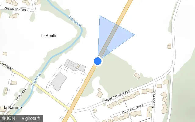 Vue plan de l'emplacement du radar tourelle à Saint-Étienne-le-Laus sur Route de Chorges / D 942