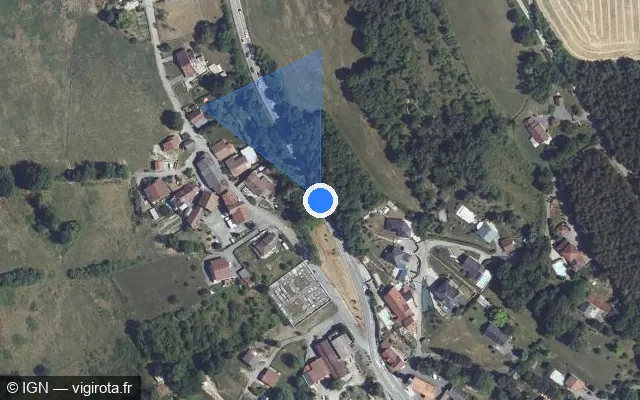 Vue satellite de l'emplacement du radar tourelle à Vanzy sur Route de Bellegarde-sur-Valserine / D 1508
