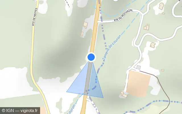 Vue plan de l'emplacement du radar tourelle à Châteauvieux sur N 85