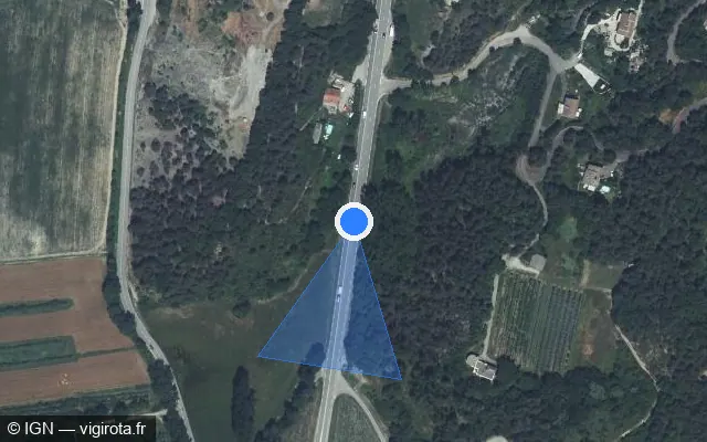 Vue satellite de l'emplacement du radar tourelle à Châteauvieux sur N 85
