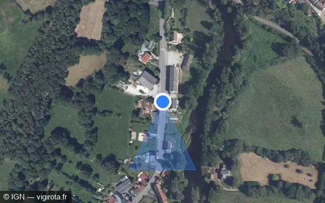 Vue satellite de l'emplacement du radar tourelle à Glénic sur D 940